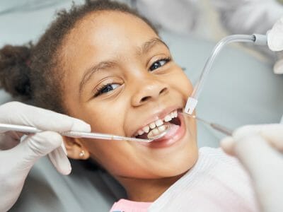 Child having a nice dental treatment experience